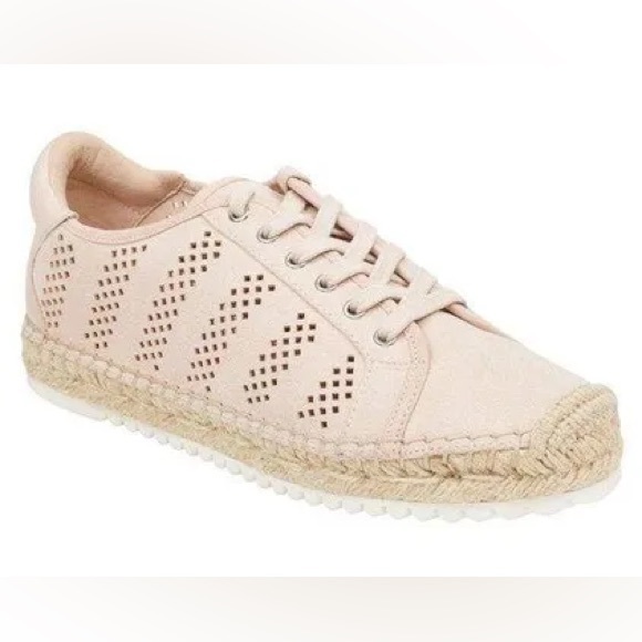 Marc Fisher Baila Baby Pink Espadrille Suede Lace Up Shoe 7 - Picture 1 of 9